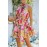 Multicolor Floral Polka Dot Print Belted Ruffled Sleeveless Mini Dress